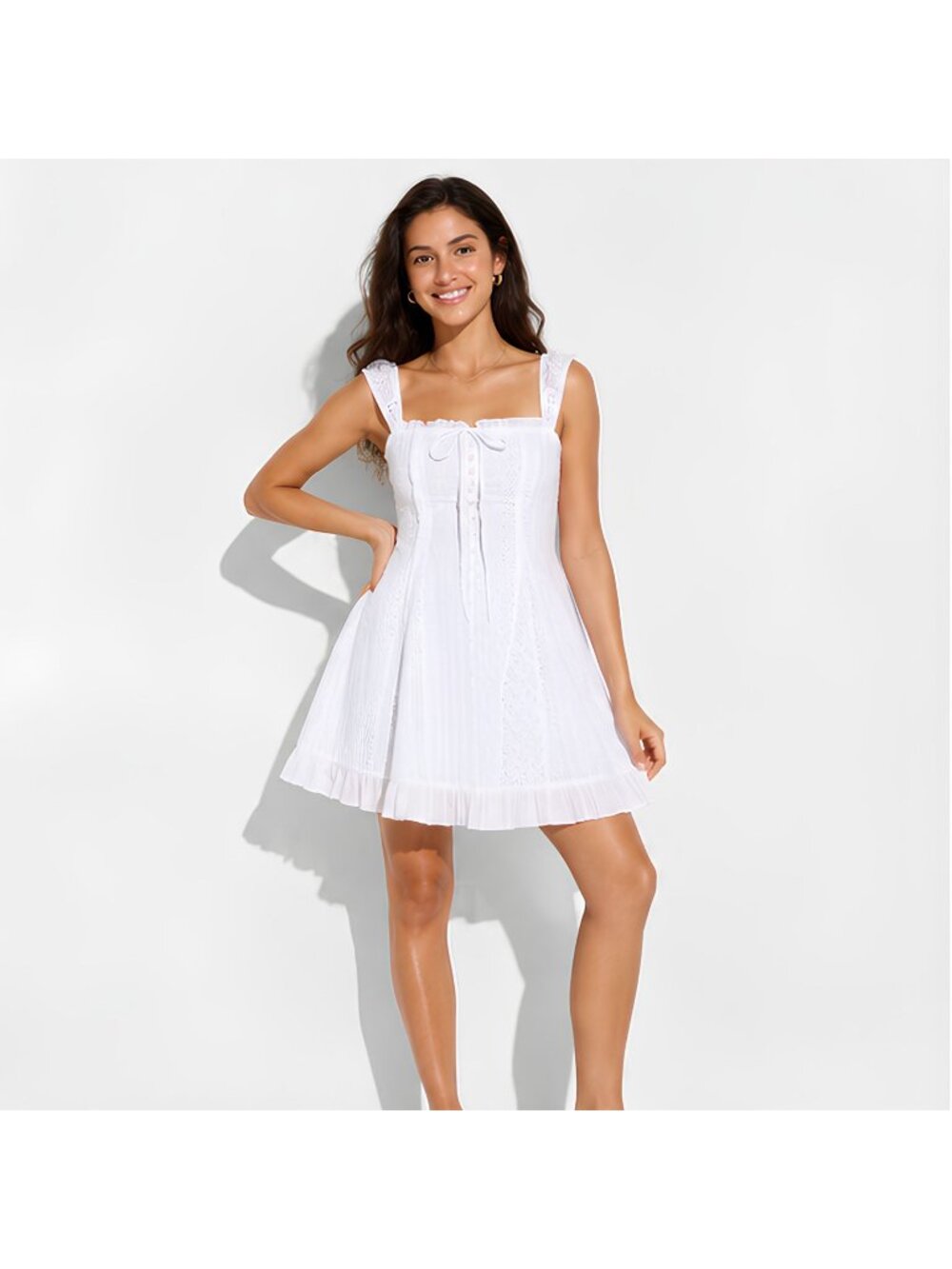 Wild Fable Eyelet Mini Dress • White • Size L • NWT • 100% Cotton